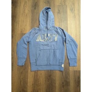 American Eagle Hoodie Womens XS Blue Graphic Pullover‎ Fleece Cotton Y2K